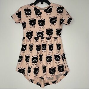 Huxbaby Sailor Cat Print Swirl Dress
